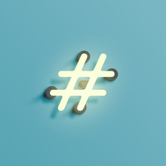 Obraz premium Realistic neon character from a typeset, vector