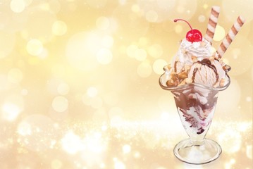 Tasty ,sweet Ice Cream  in cup on background