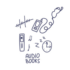 Set of audio books symbols. Vector illustration.