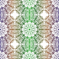Traditional Ornamental Floral Pattern For Fashion Print. Ethnic Mandala Decoration. Blue, green color. Vector illustration