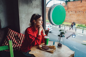 Attractive girl in a cafe