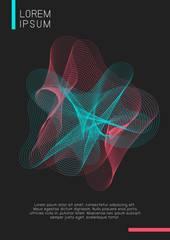 Abstract neon blue and pink graphic design on dark gray background party poster