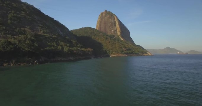 Speed ramped aerial approaching Sugarloaf Mountain Rio de Janeiro