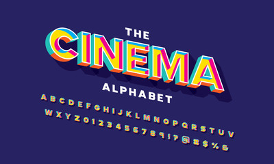 Vector of colorful bold 3D display font design