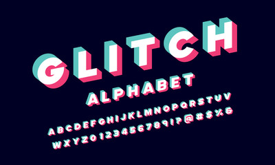 Vector of stylized glitch alphabet design