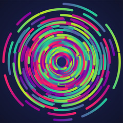 Colorful neon circles background, vector
