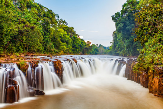 Beautiful waterfall at Tad Pha Suam Waterfall, Pakse, Laos