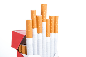 Studio shot of cigarettes isolated on white
