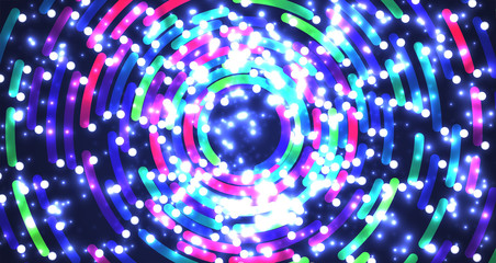 Colorful neon circles background, vector