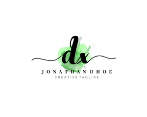 D X Initial watercolor logo on white background. Logo template vector