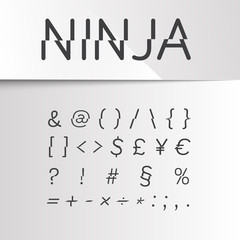 Ninja divided font, vector