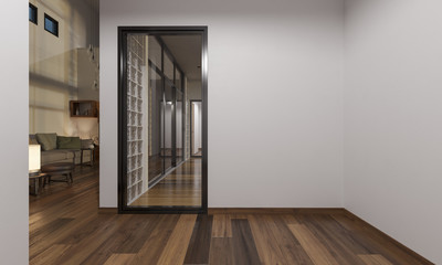 Living Room and Empty Space by the Patio 3D Rendering