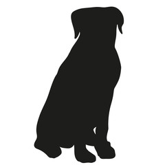 Black silhouette of a dog. Rottweiler. Vector illustration.