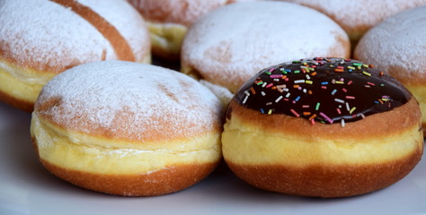 Berliner, Textur, Hintergrund, Schokoladekrapfen, Marmeladekrapfen