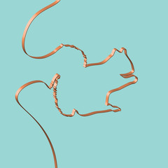 Realistic ribbon shapes an animal, vector illustration