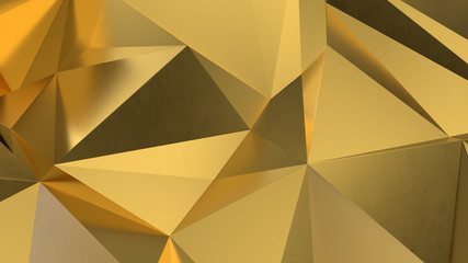 Fototapeta premium abstract golden geometric crystals. Minimal quartz, stone, gems. Low poly background