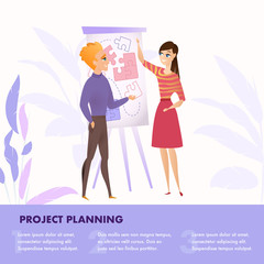 Flat Illustration Group People Working on Project