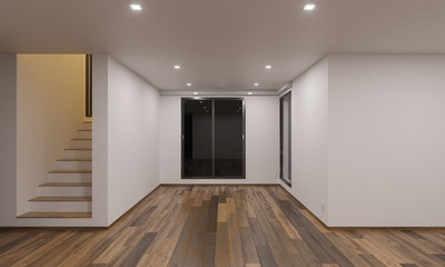 Empty Night Time Rendering of Open Plan Floor 3D Rendering