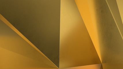 abstract golden geometric crystals. Minimal quartz, stone, gems. Low poly background