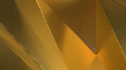 abstract golden geometric crystals. Minimal quartz, stone, gems. Low poly background