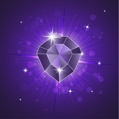 Gemstone, diamond. Magic crystal on a bright background.