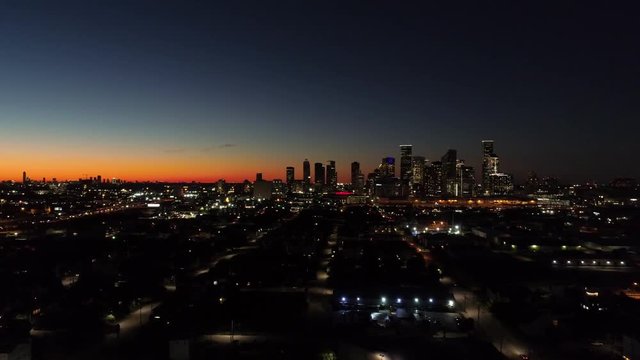 4K 45 North Houston Texas Sunset Drone