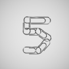 Linked paperclips forming a character, vector