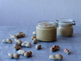 Peanut butter homemade in jar
