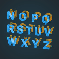 3D, realistic glass and wood character set, vector