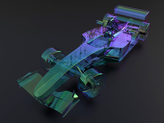 3D render - reflective glass racing car concept