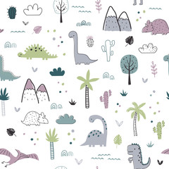 Seamless pattern with dinosaurs © Maryco