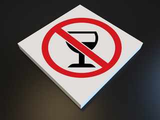 3D render - No alcohol drinks sign on a black background