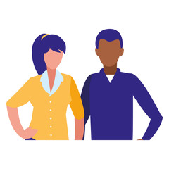 young interracial couple avatars characters