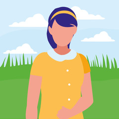 beautiful and young woman character