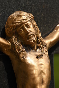 the head of Jesus ,Crucifix in the cemetery in Bistrita , ROMANIA,