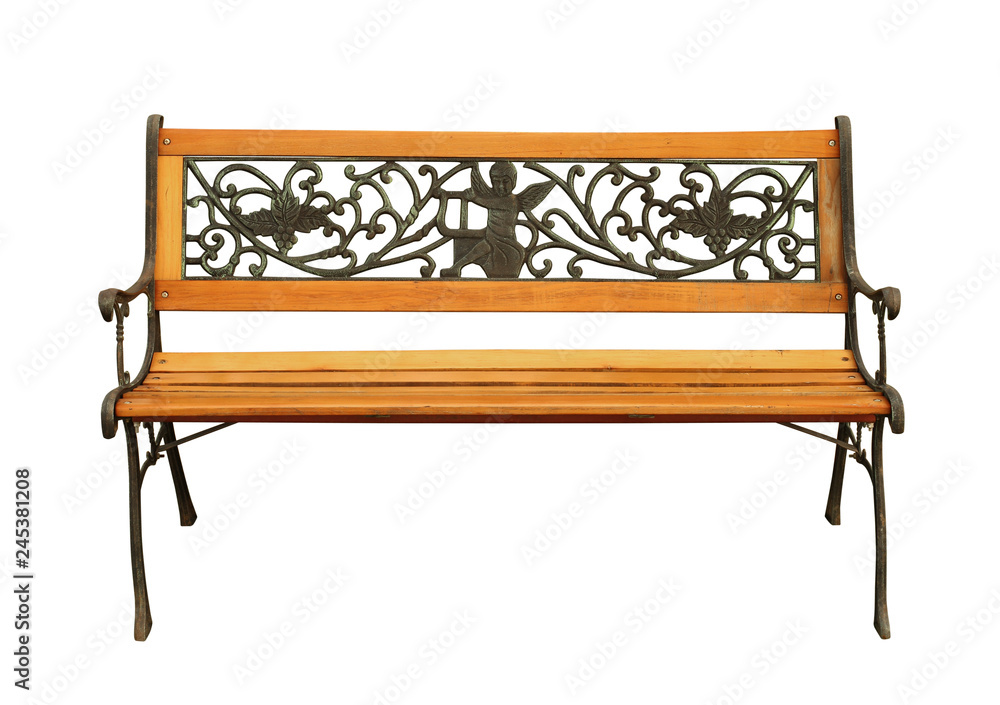 Wall mural garden bench (with clipping path) isolated on white background
