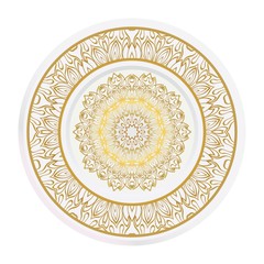 Decorative plates for interior design. Empty dish, porcelain plate mock up design. Vector illustration.