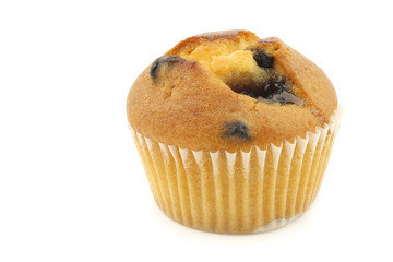 tasty blueberry muffin on a white background