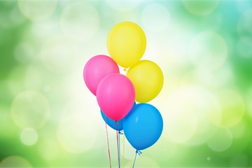 Bunch of colorful balloons on  background