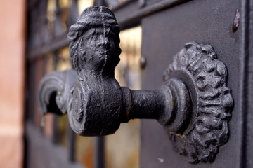 Steel handle with human head - Jindrichuv Hradec, South Bohemia