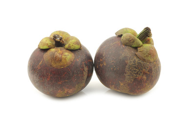 mangosteen fruits (Garcinia mangostana linn) on a white background