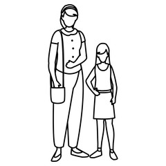 cute mother with daughter characters