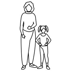 cute mother with daughter characters