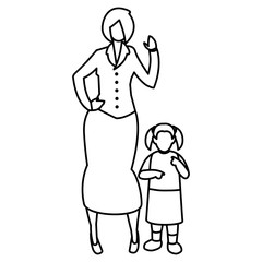 cute mother with daughter characters