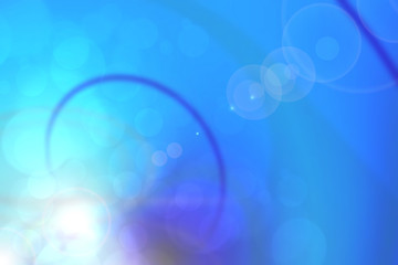 Abstract blue bokeh background. Blur white bright bokeh lights and underwater bubbles.