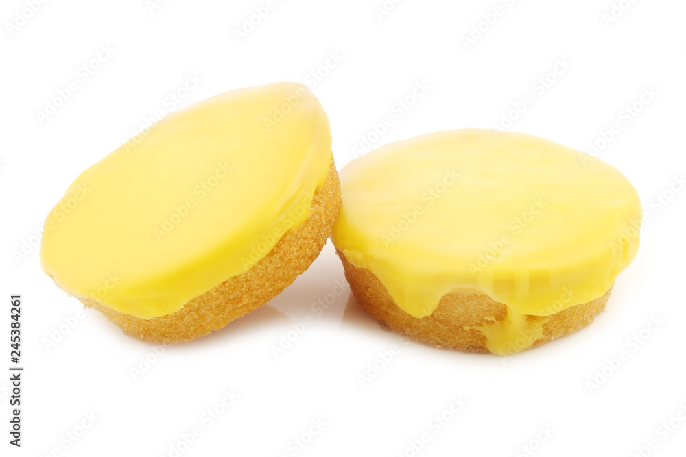 Wall mural Traditional Dutch yellow glazed cakes on a white background