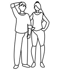 young couple avatars characters