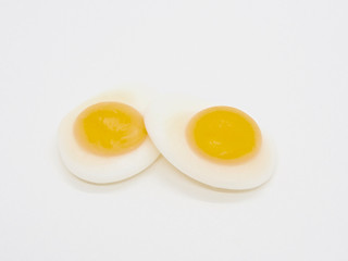 Sunny Side Up Egg Shaped Jelly on White Background