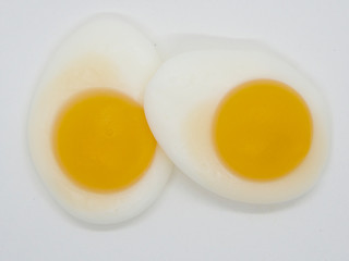 Sunny Side Up Egg Shaped Jelly on White Background