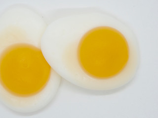 Sunny Side Up Egg Shaped Jelly on White Background